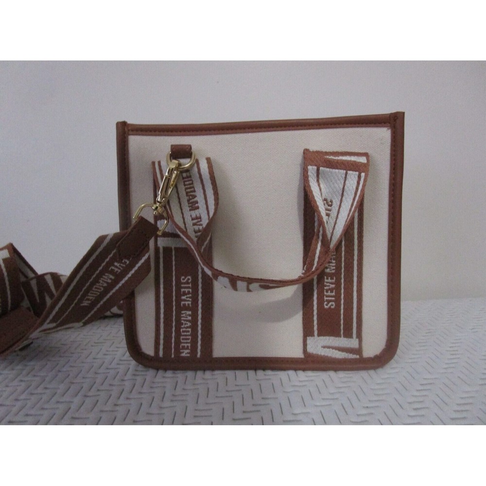 NWT Steve Madden Viral Tik Tok Bag Purse Bwebber Canvas Creme Brown - Picture 2 of 15